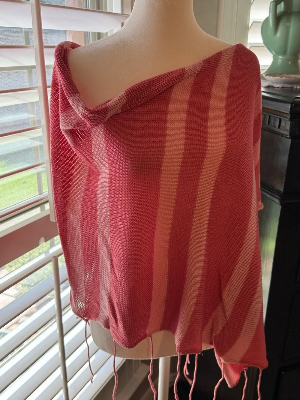 Abercrombie & Fitch Pink Striped Shawl Wrap